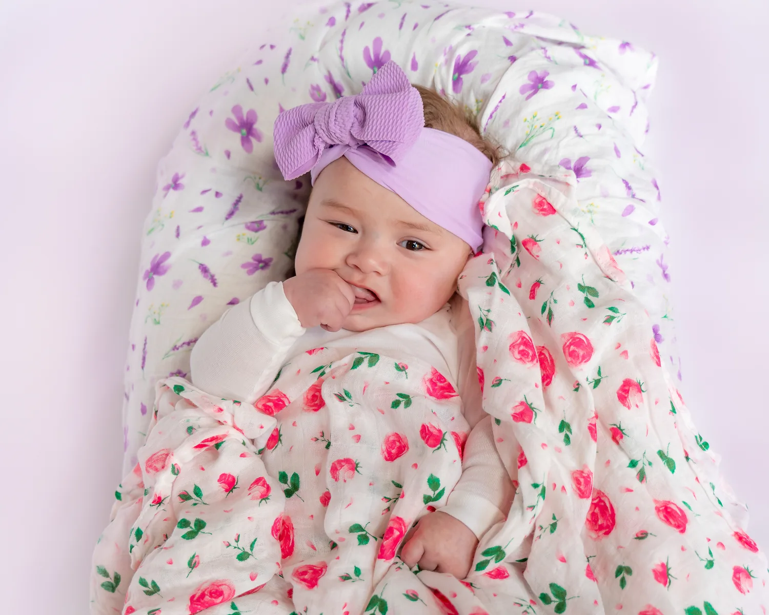 Floral Mama Cookie bamboo muslin swaddle blanket set photo 4